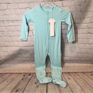 Bubble Baby Powder Blue Snap Bamboo Footie
